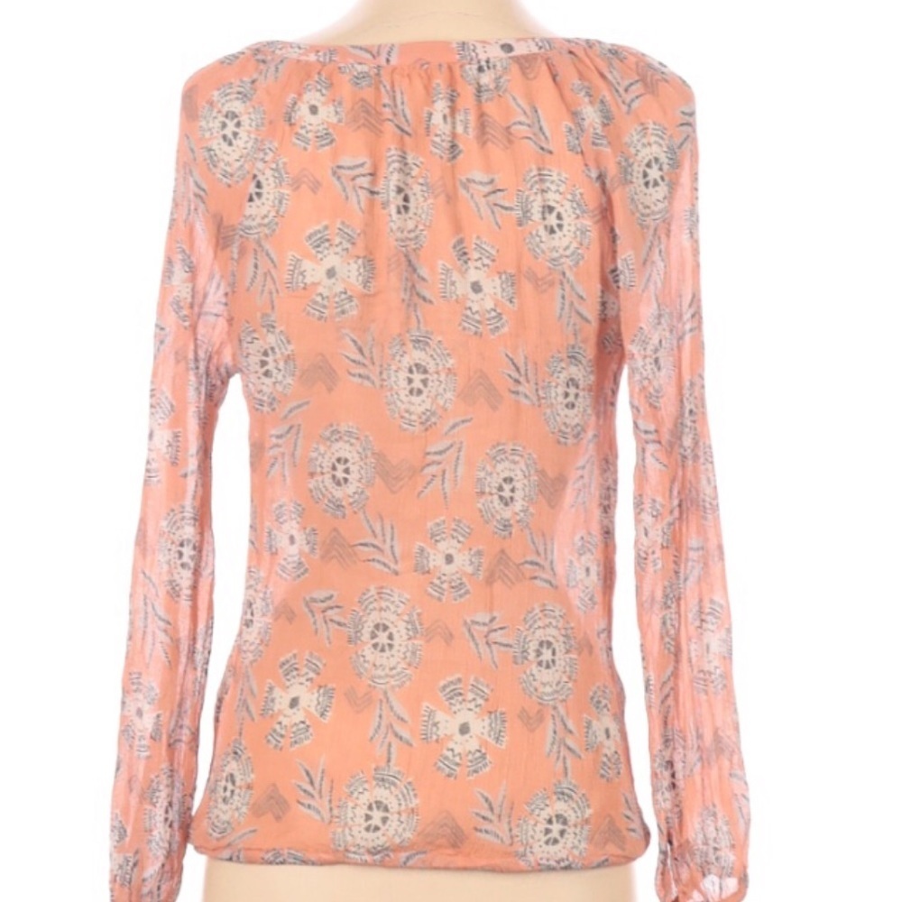 Lucky Brand small sheer boho tassel blouse - Picture 2 of 7